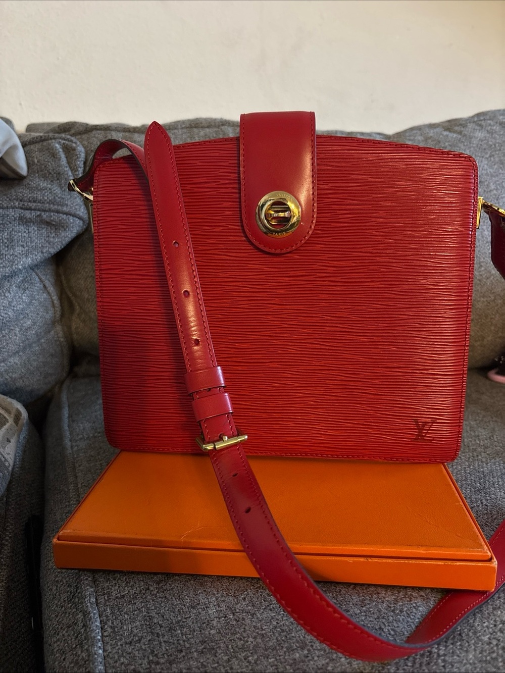 Louis Vuitton Red Epi Leather Crossbody with Gold Hardware